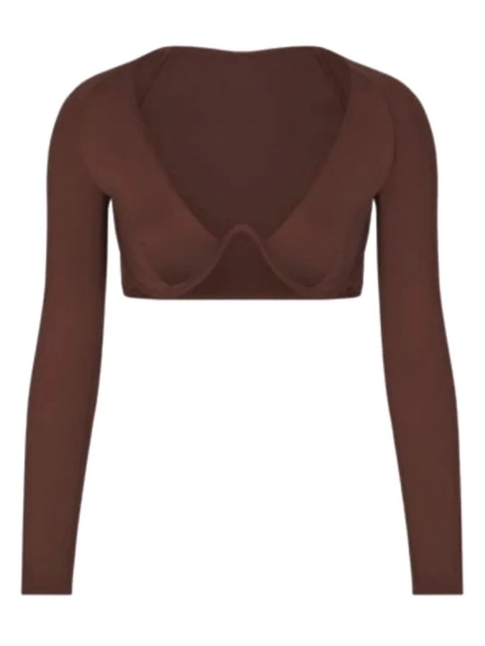 SKIMS Swim Long Sleeve Bikini Top in Cocoa NWT
